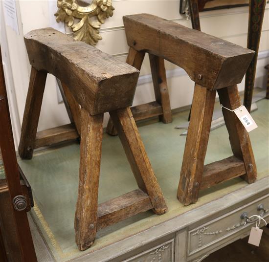 A pair of bench stands W.55cm